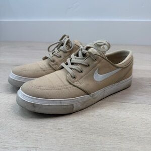 Nike Beige Canvas Sneakers with White Logo